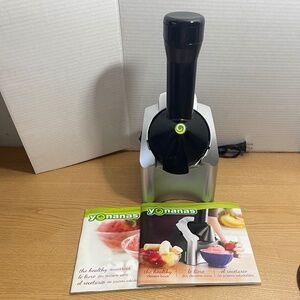 Yonanas Frozen Treat Dessert Maker Instruction Manuel Recipe Books Silver